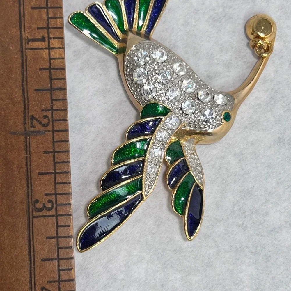 Hummingbird Brooch Pin Rhinestone Enamel Bird Pendant Charm Jewelry Nature‎